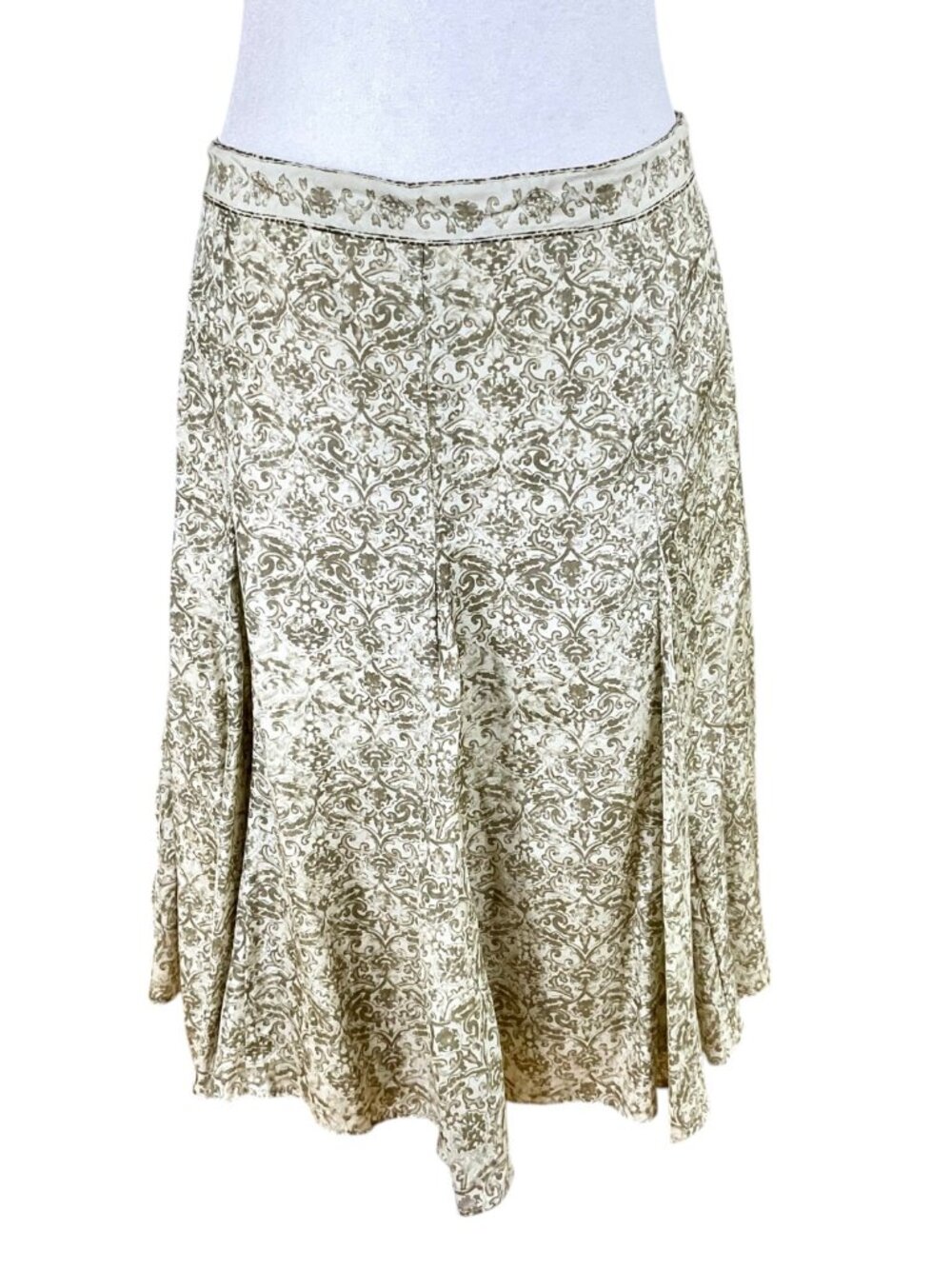 Antonio Melani Skirt Silk Brown Cream Scroll Paisley (12)
